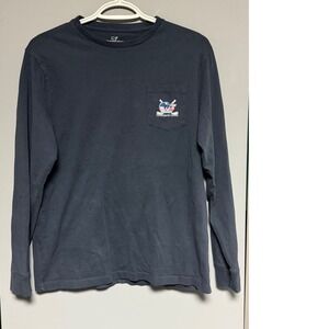 Vineyard Vines Kids Long Sleeve T Shirt Hockey Whale Graphic Navy Blue XL 18